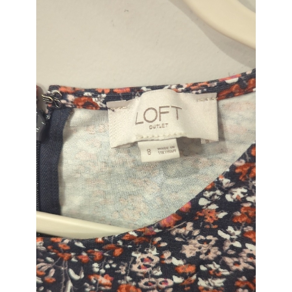LOFT Floral Cap-Sleeve Mini Dress size 8 - Picture 3 of 7